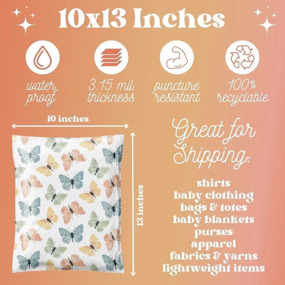 Butterfly Poly Mailers 10x13 Inch 100 Pack Shipping Supplies Watercolor Mailer